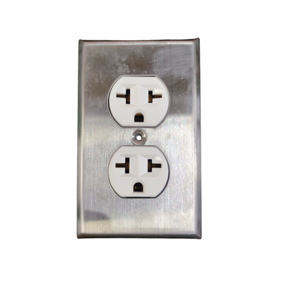 Eagle 2 Gang T-Slot Outlet with Ground and Metal Plate Cover 877-IC CAT132SSP