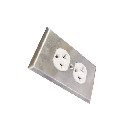 Eagle 2 Gang T-Slot Outlet with Ground and Metal Plate Cover 877-IC CAT132SSP