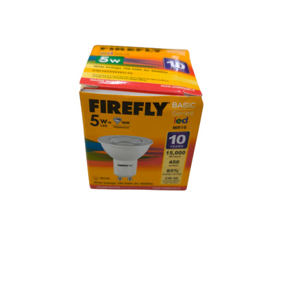 Firefly 5W MR-16 LED Warm White 3000K GU10 220V, MR16 5W LED WW 220V AC GU10