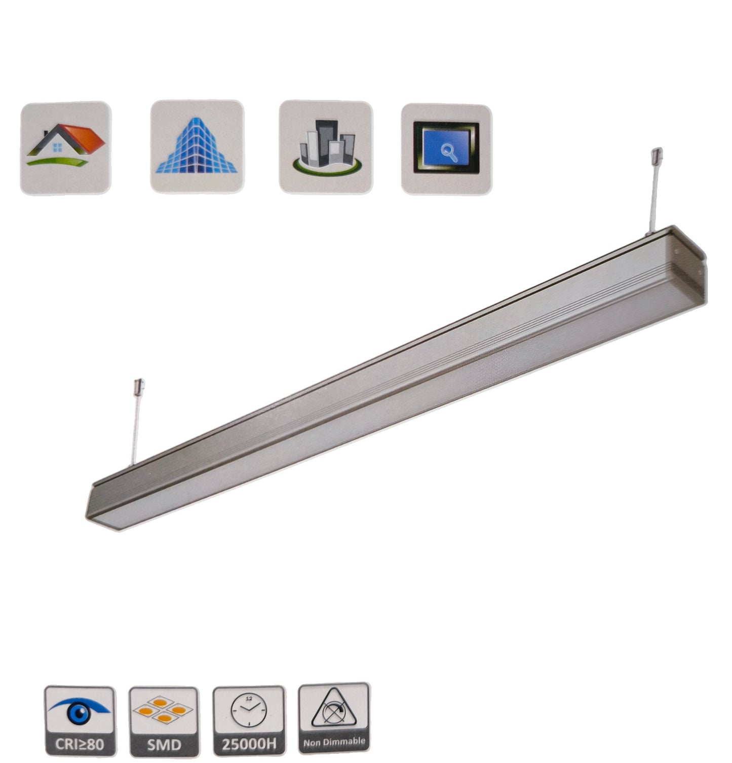 FSL 18W LED Linear Suspension Light 220V Cool White 4000K 1300 Lm Aluminum IP20 120 Beam Angle SSPL3C-18 600mm x 70mm x 70mm Pendant Mounting