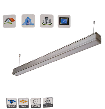FSL 18W LED Linear Suspension Light 220V Cool White 4000K 1300 Lm Aluminum IP20 120 Beam Angle SSPL3C-18 600mm x 70mm x 70mm Pendant Mounting