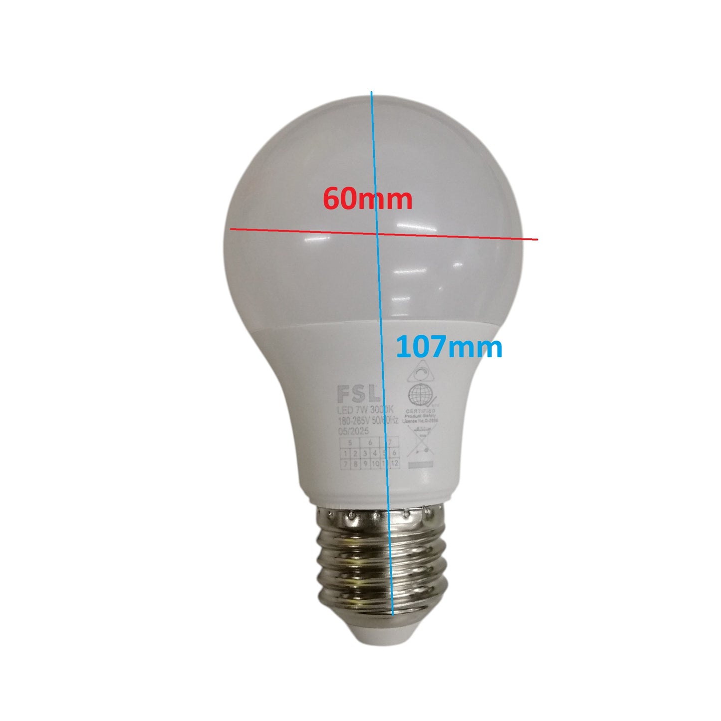 FSL Dimmable LED Bulb 7W 180-265V Warm White Lm500 BA60D-7WW 3000K