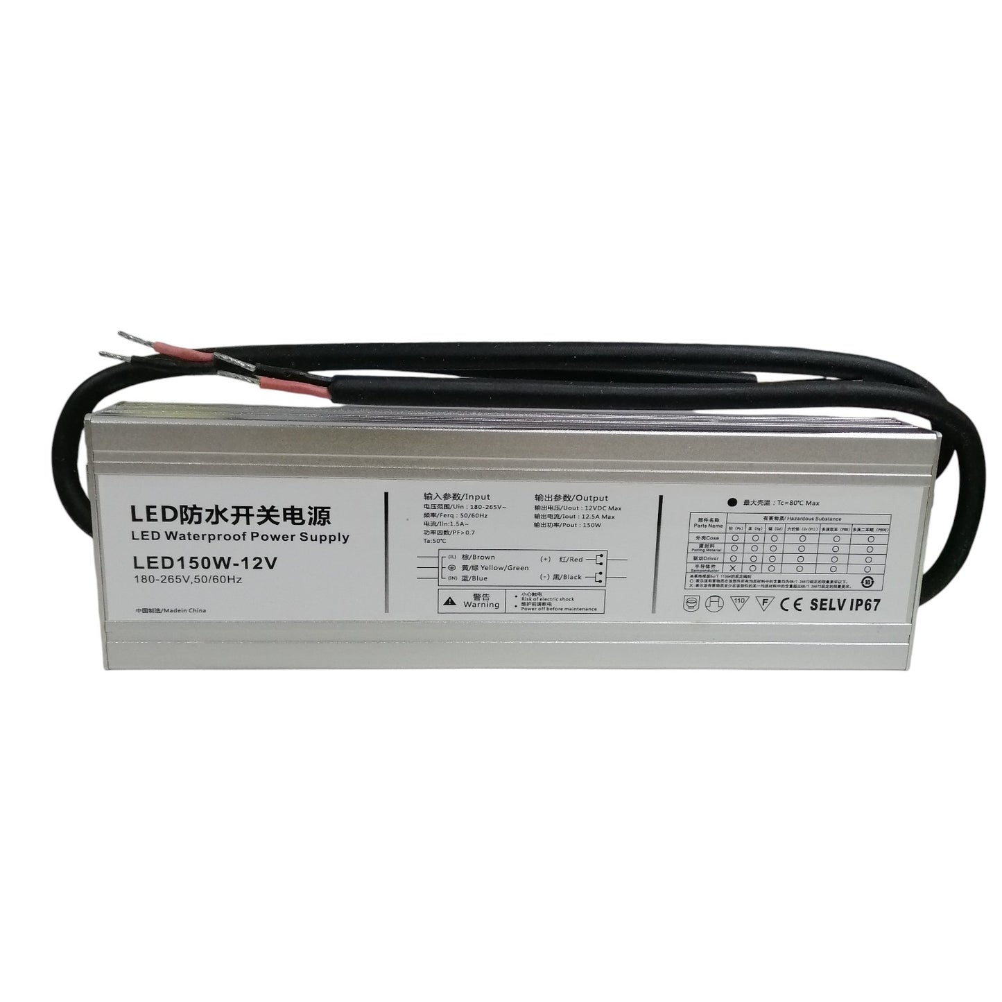 Grippes LED Driver Waterproof 12V 150W, Waterproof Power Supply