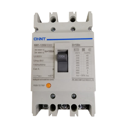 Chint MCCB 100A 3P NM1-125S/3300 Molded Circuit Breaker 230V 42kaic 415V 25kaic 690V 3kaic