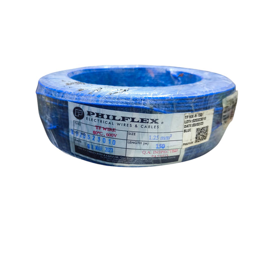 Philflex TF wire 16/7 1.25mm AWG 16, Hook Up TF wire 1.25mm Blue PXTF16/7B 150 Meters Per Roll