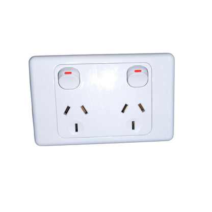 2 Gang Type I Outlet with Switch 10A 220V with Face Plate