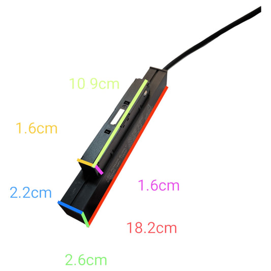Rectangular electronic component with dimensions labeled on a white background