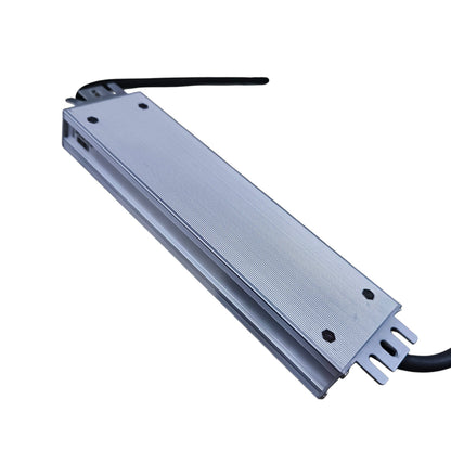 Metallic rectangular component with connectors on a white background