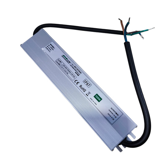 LED power supply unit with cables on a white background