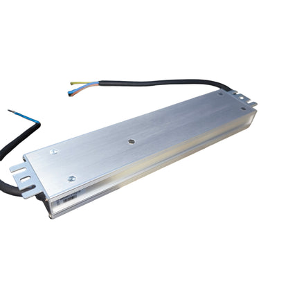 Metallic electrical component with wires on a white background
