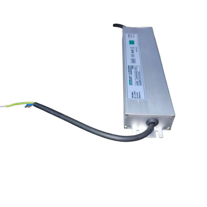 Rectangular electronic component with wires on a white background