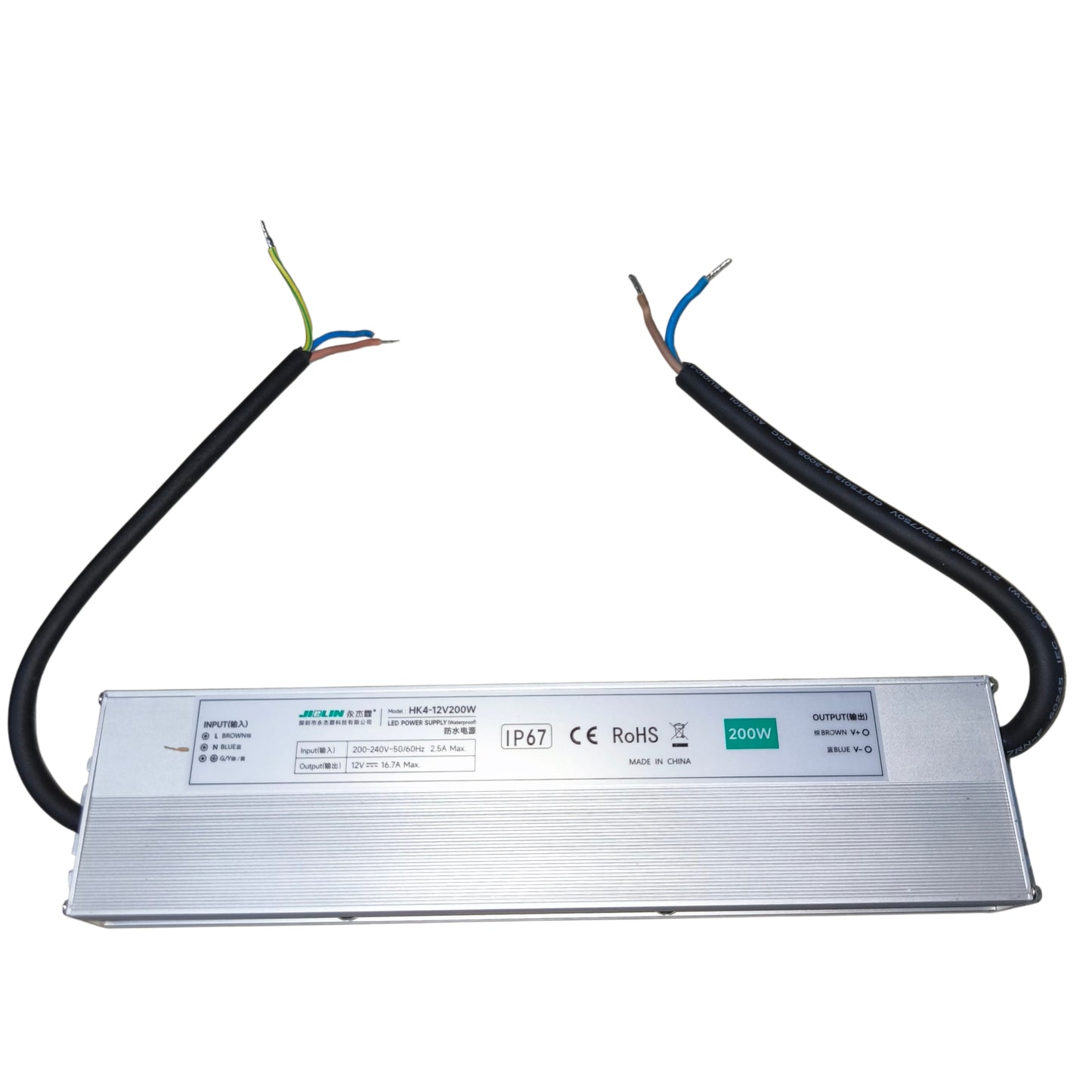 Electrical power supply unit with cables on a white background