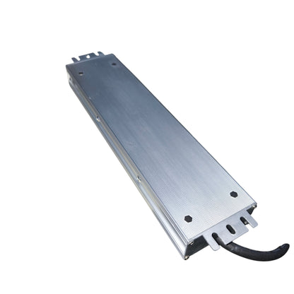 Metallic rectangular component with connectors on a white background