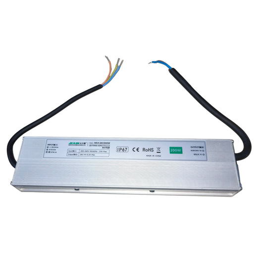 Rectangular electronic component with cables on a white background