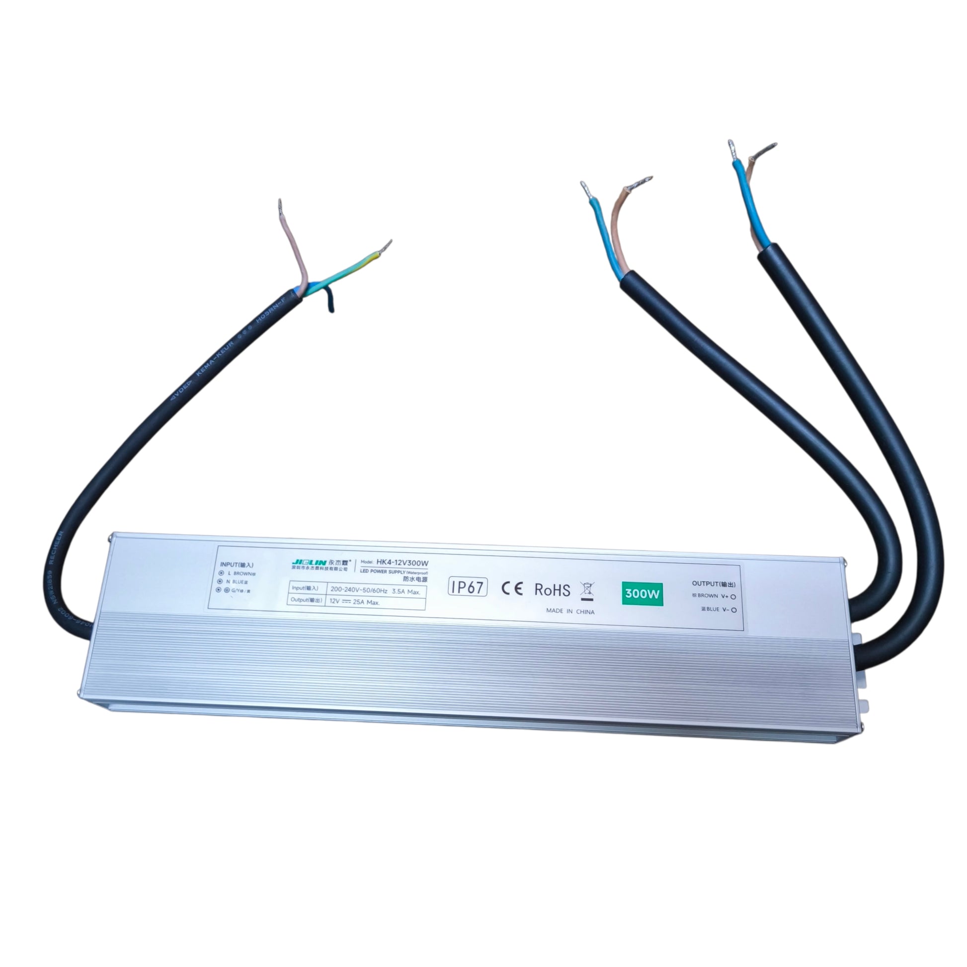 Rectangular electronic component with wires on a white background