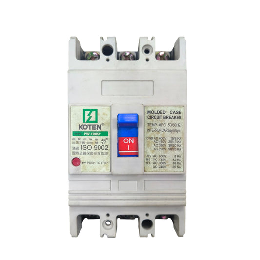 Koten 75A 3Pole 25KAIC 220V Molded Case Circuit Breaker MCCB Industrial Circuit Breaker PW-100SPS75A3P