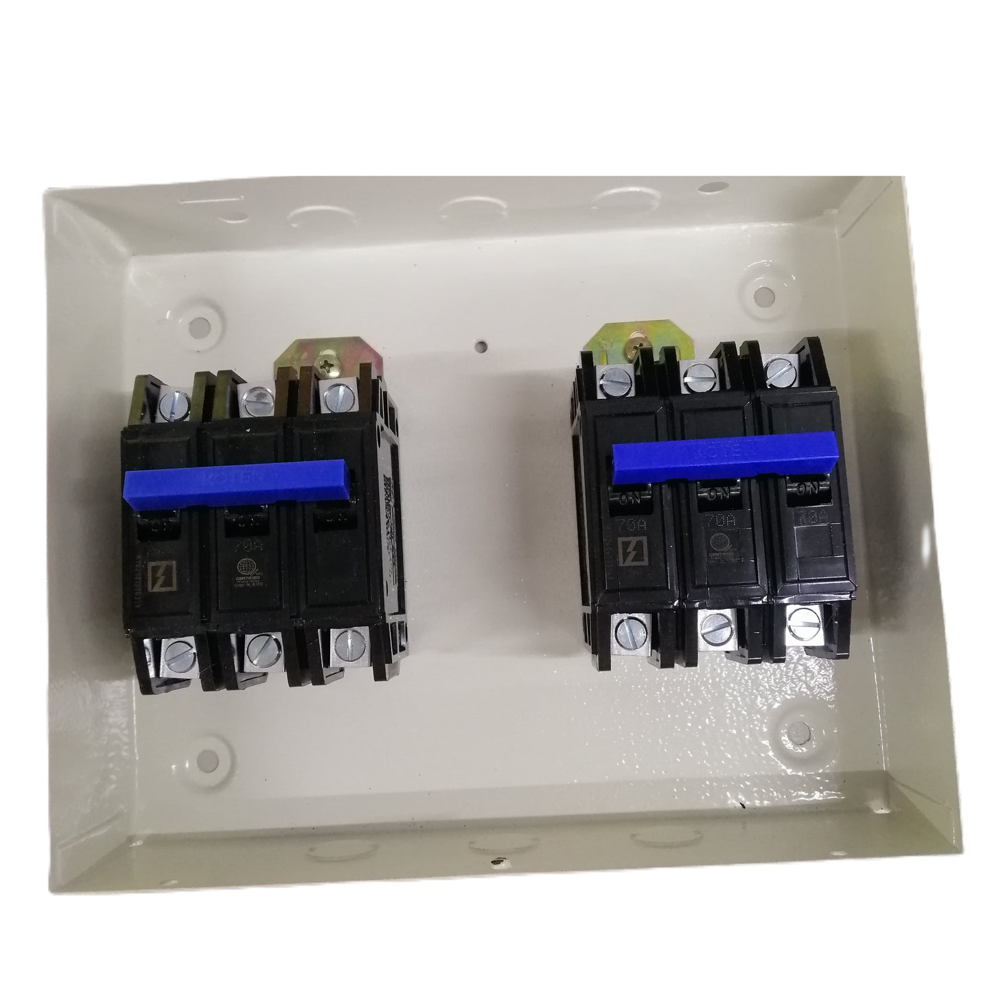 KotenMTS15A3Pole10KAIC220V3PhaseDoubleThrowBreakerHPHManualTransferSwitch3PDTopenviewElectx