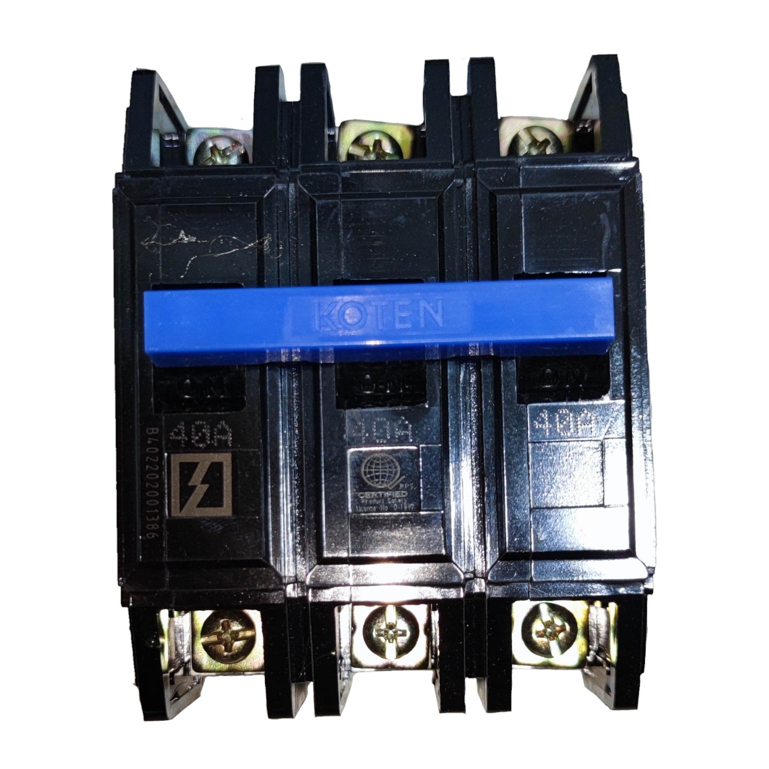 Electrical contactor with 'Kotien' branding on a white background Koten 40A 3Pole 10KAIC 220V Circuit Breaker 3 Phase Bolt On HPH3P40A for Safety Overload Electx Electrical Supply