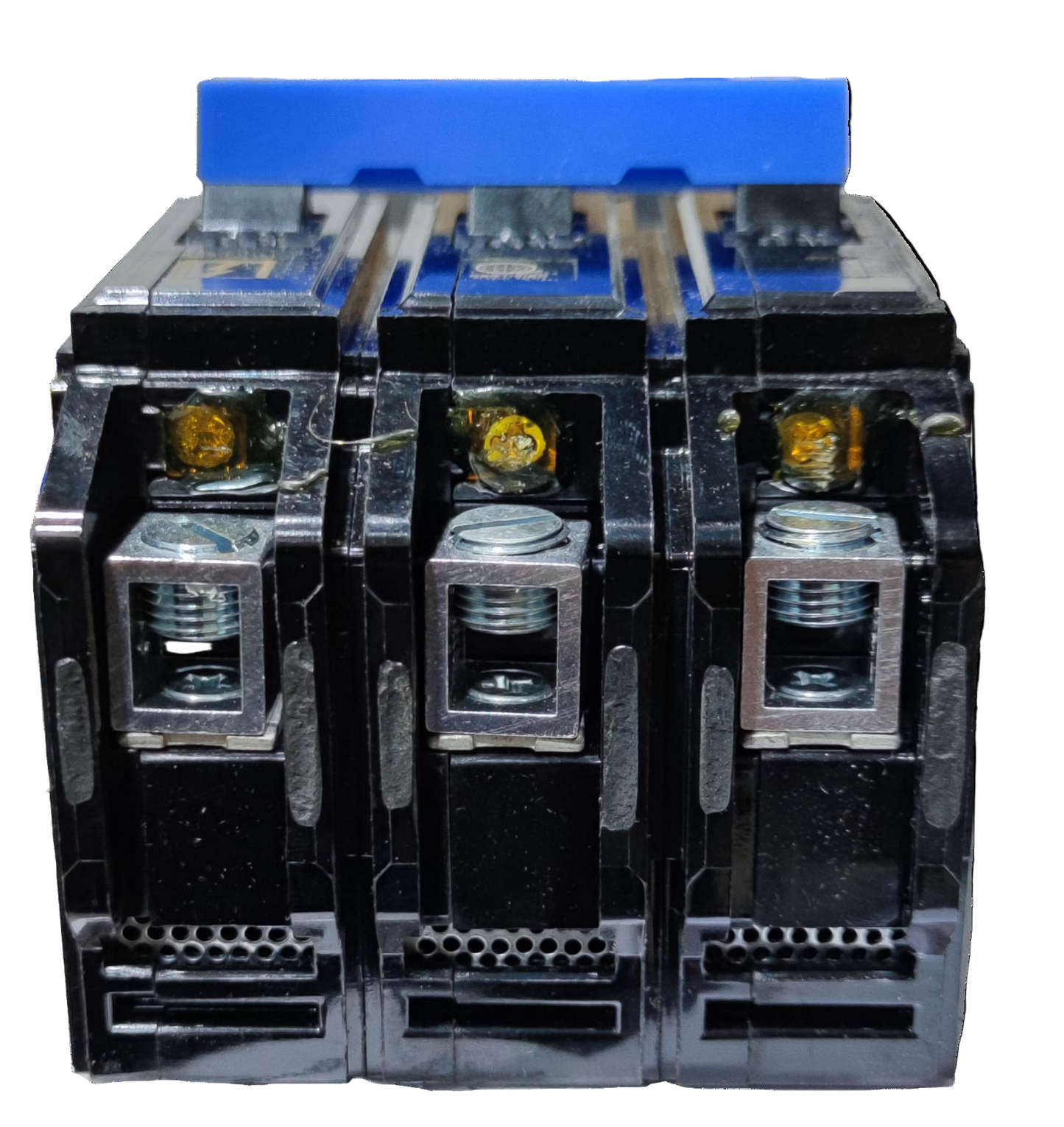 Electrical contactor with blue cover on a white background Koten 40A 3Pole 10KAIC 220V Circuit Breaker 3 Phase Bolt On HPH3P40A for Safety Overload Electx Electrical Supply