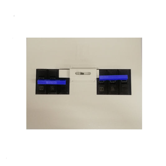 Electrical panel with blue indicator lights on a beige background Koten MTS 100A 3 Pole 10KAIC 220V 3 Phase Double Throw Breaker HPH Manual Transfer Switch 3PDT Electx Electrical Supply