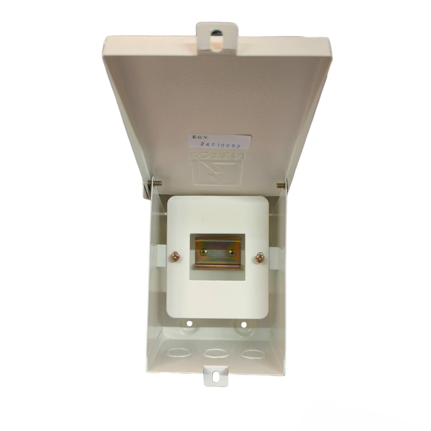 Koten Miniature Circuit Breaker 2Pole 3 Module in white protective enclosure with open cover