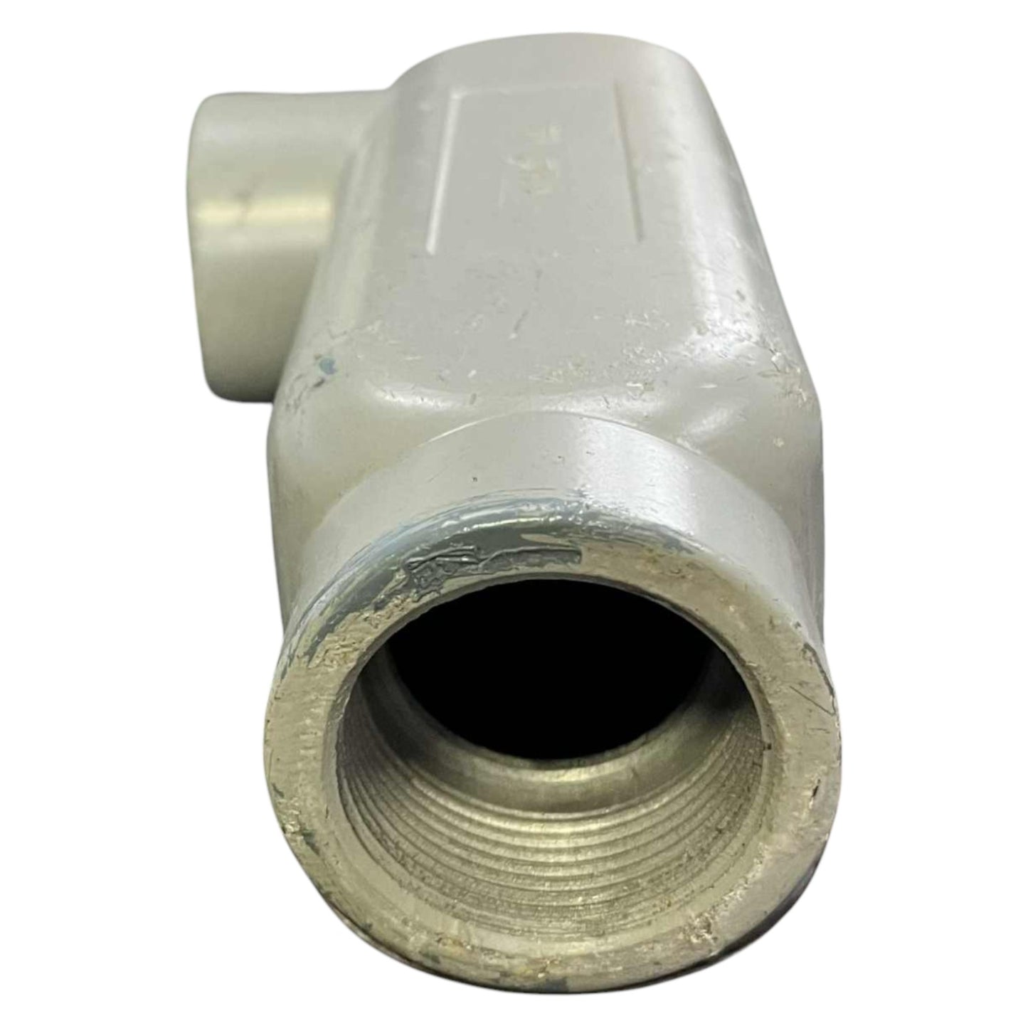 PVC pipe fitting on a white background