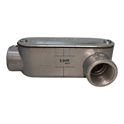 Metal pipe fitting with threaded end on a white background
