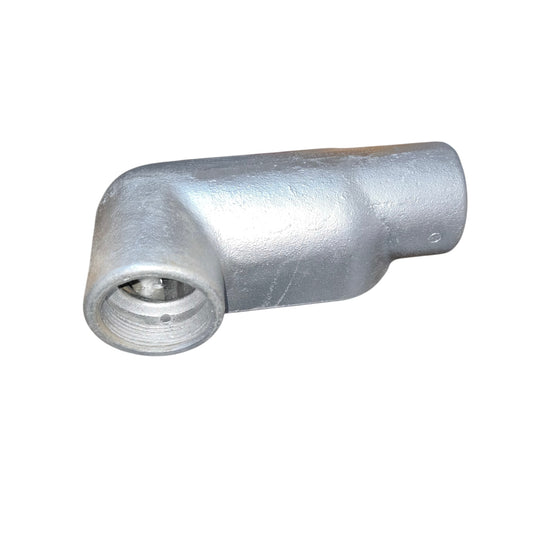 Metal pipe fitting on a white background