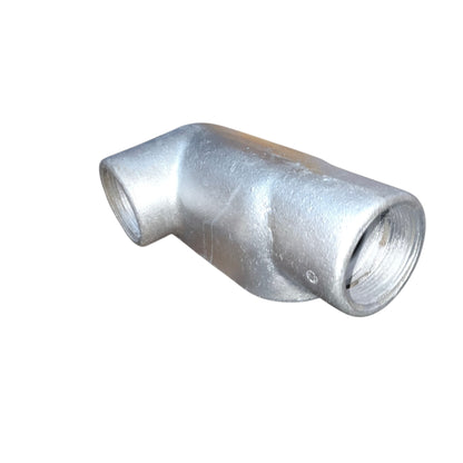 Metal pipe fitting on a white background