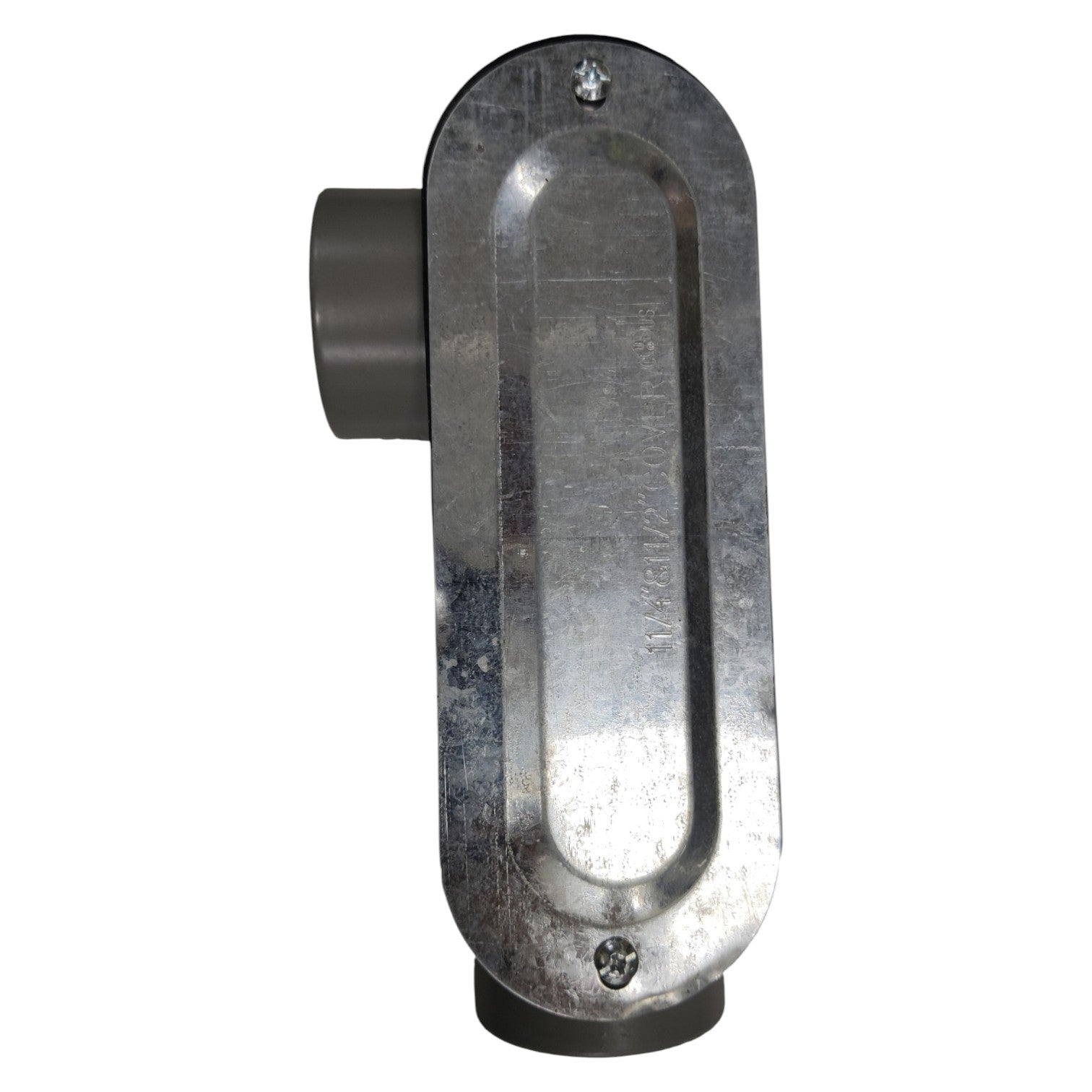Metal door handle on a white background