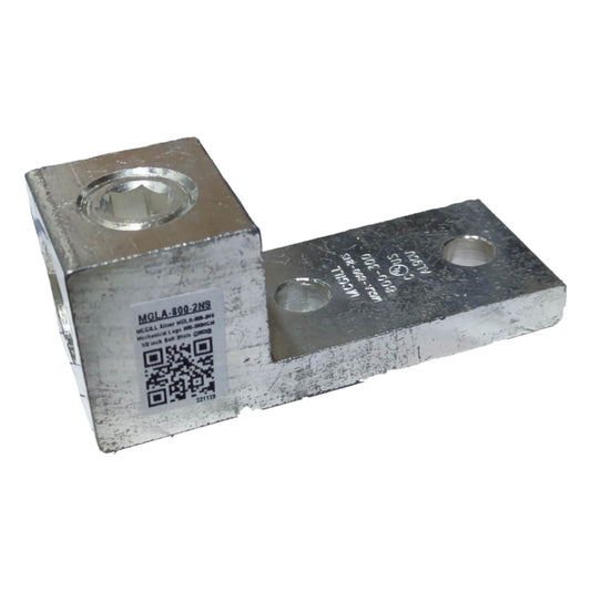 Metal component with threaded holes and QR code on a white background