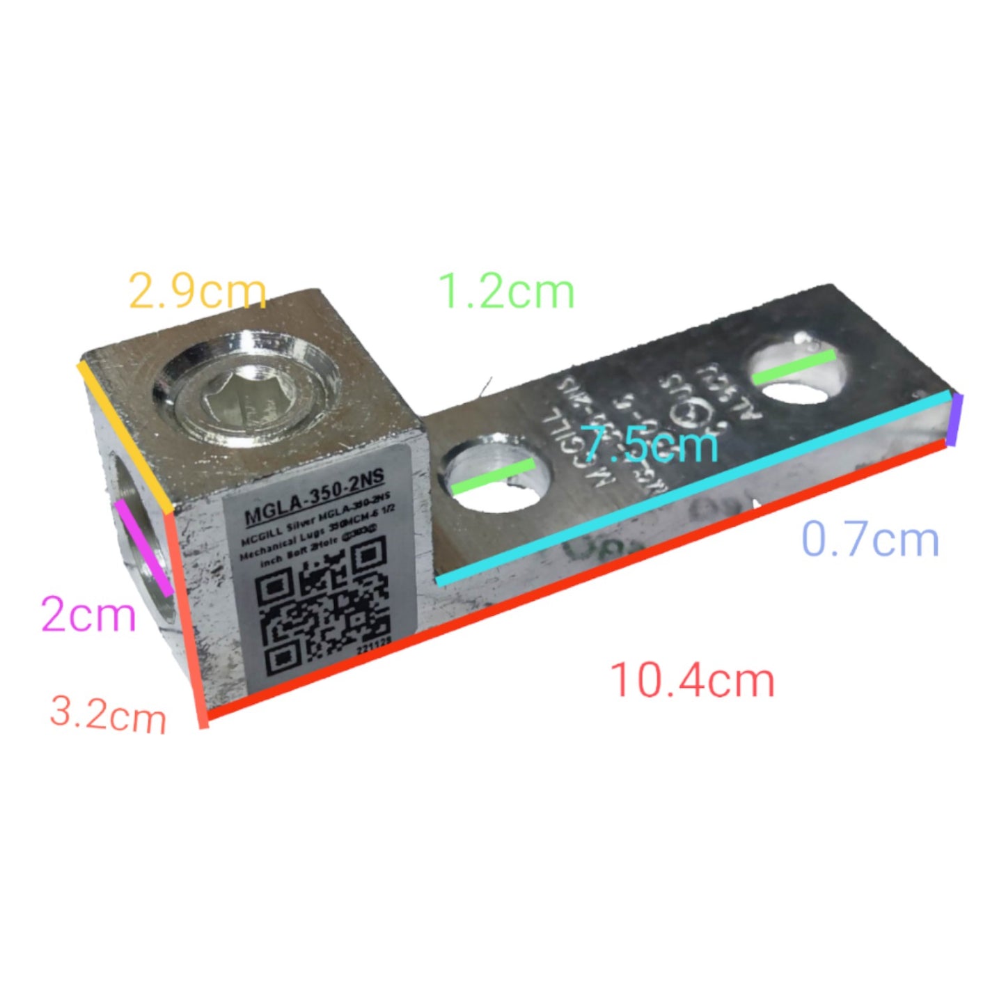 Mechanical component with dimensions labeled on a white background