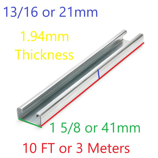 McGill 1 5/8 x 13/16 Unistrut Channel HDG Finish 10 Feet (3 Meters) Solid SC-HDG4121 41mm x 21mm x 1.94mm Thickness