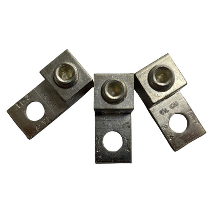 Three metal brackets on a white background