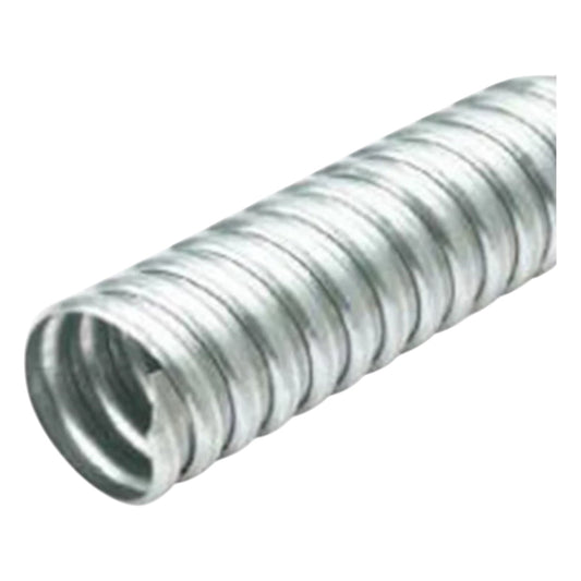 Metallic flexible hose on a white background