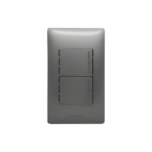 Panasonic 2 Gang 1 Way Switch 2 Device Slim Art Series Metallic Gray WSAG6803MH-1/2XWSAG5521MH-5