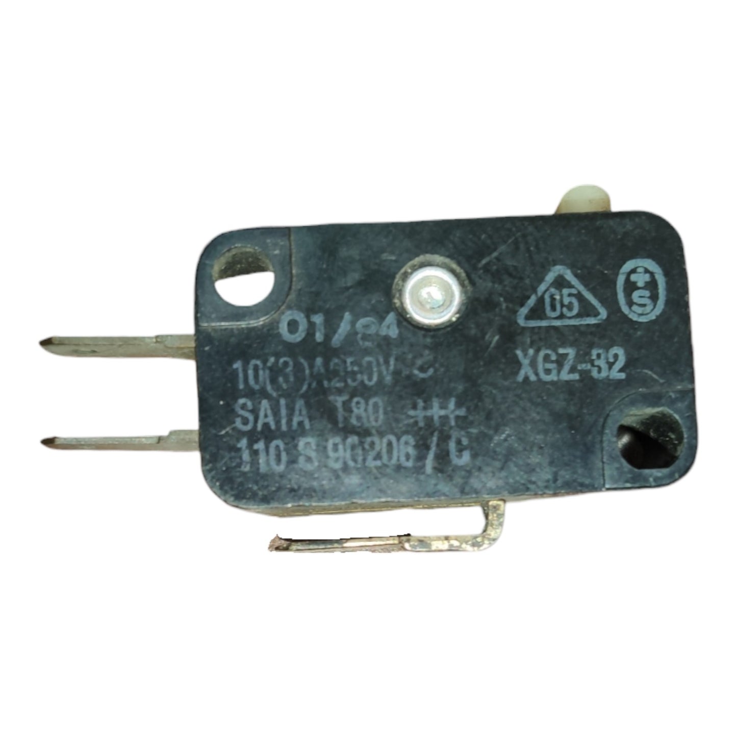Mechanical switch component on a white background