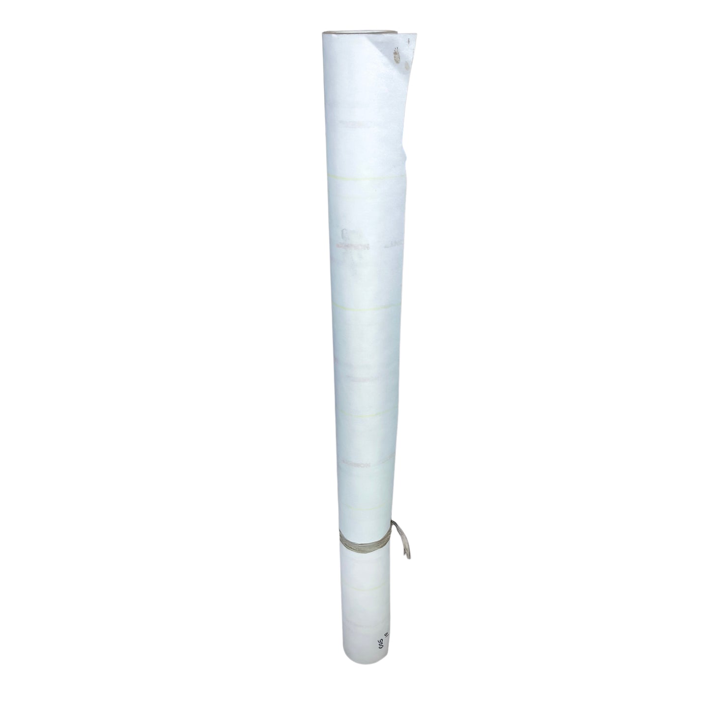 White cylindrical object with a strap on a white background