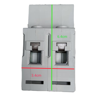 Electrical circuit breaker with measurement markings on a white background