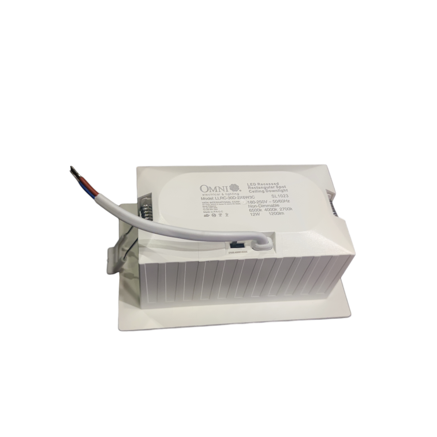 Electrical component with 'OMNI' branding on a white background