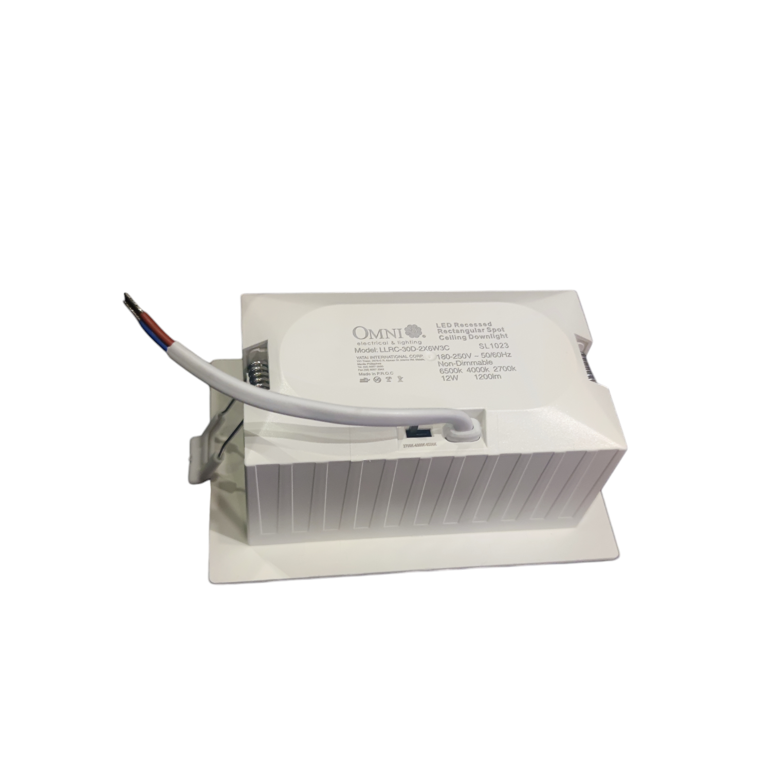 Electrical component with 'OMNI' branding on a white background