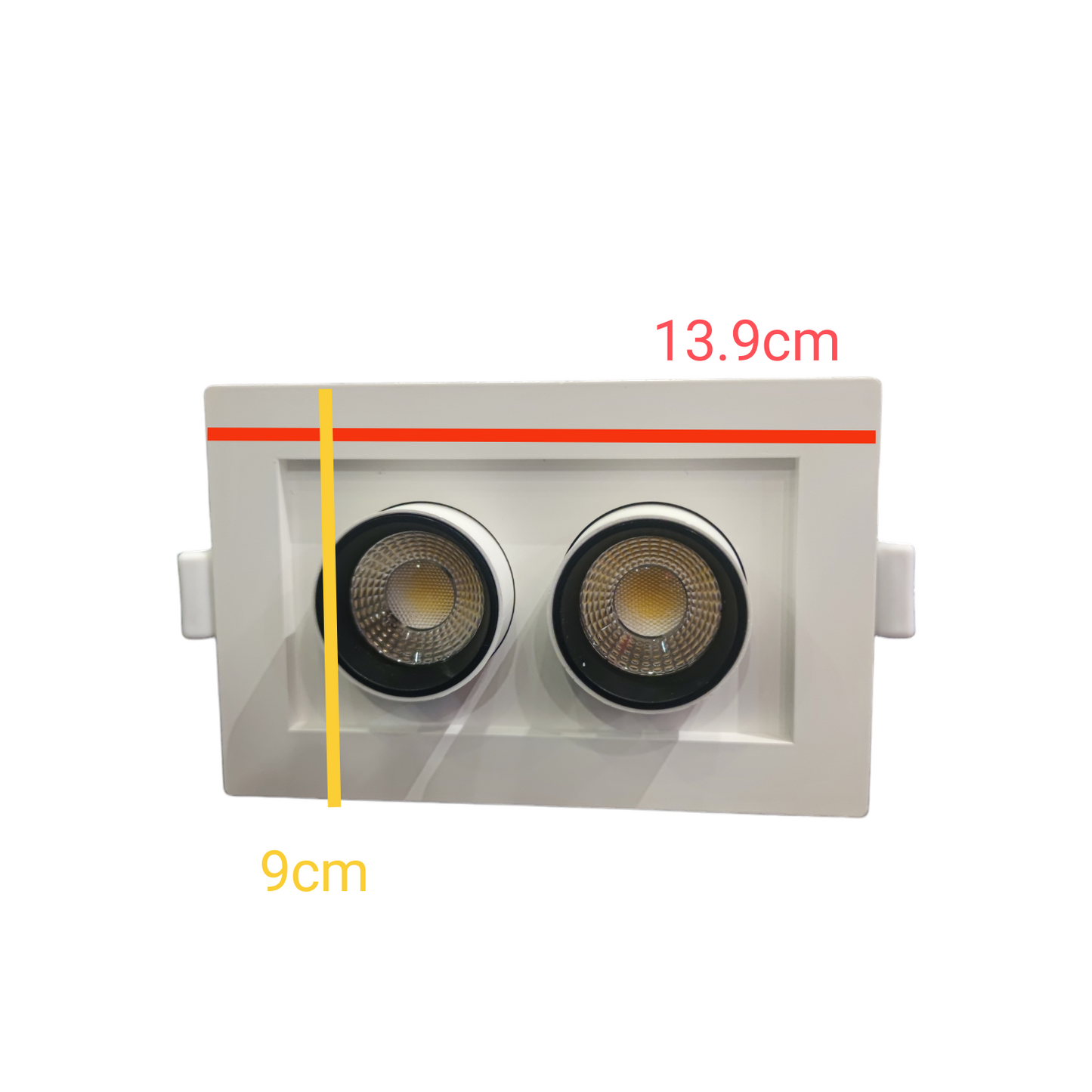 LED downlight with dimensions labeled on a white background
