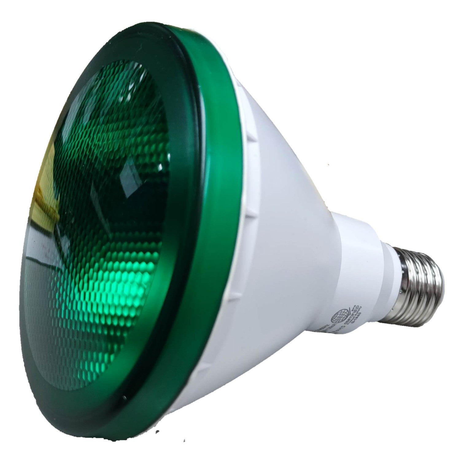 Green light bulb on a white background