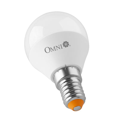 White LED light bulb with 'OMNI' branding on a white background