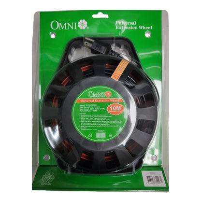 Omni 3 Gang Extension Cord Wheel Type 10A 220V 10 Meters Universal Outlet with Safety Breaker WEW-10M/U