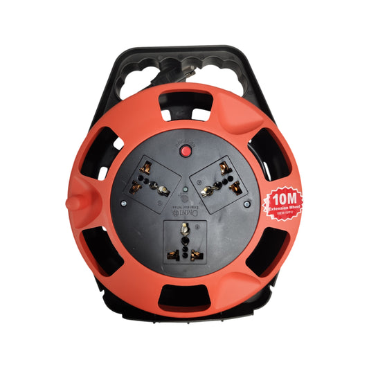 Omni 3 Gang Extension Cord Wheel Type 10A 220V 10 Meters Universal Outlet with Safety Breaker WEW-10M/U