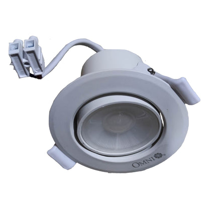 White recessed ceiling light with 'OMNI' branding on a white background