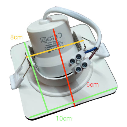 Light fixture with measurements marked on a white background