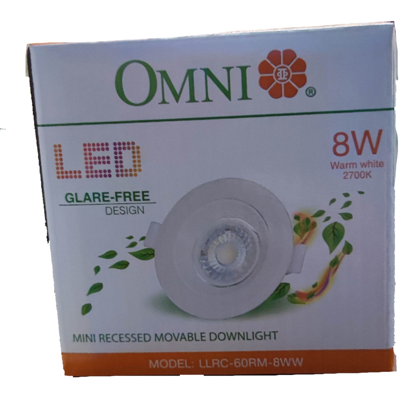 Box of Omni LED mini recessed movable downlight with green and white design