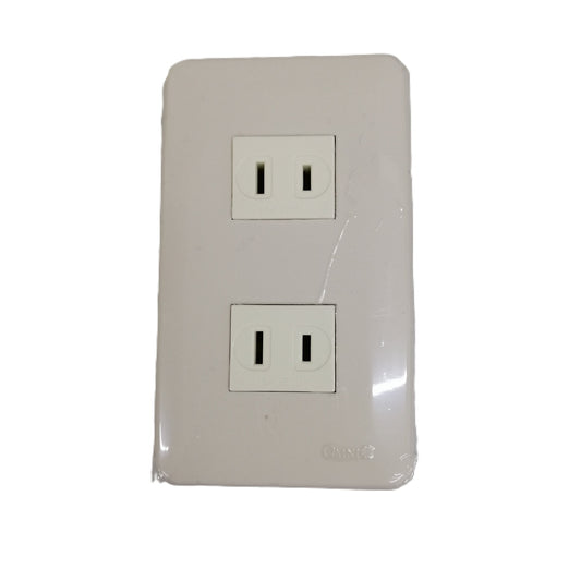 Omni Classis Series 2 Gang Regular Outlet 16A 250V with Plate Cover WEP-102+(WER-200x2)